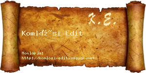 Komlósi Edit névjegykártya